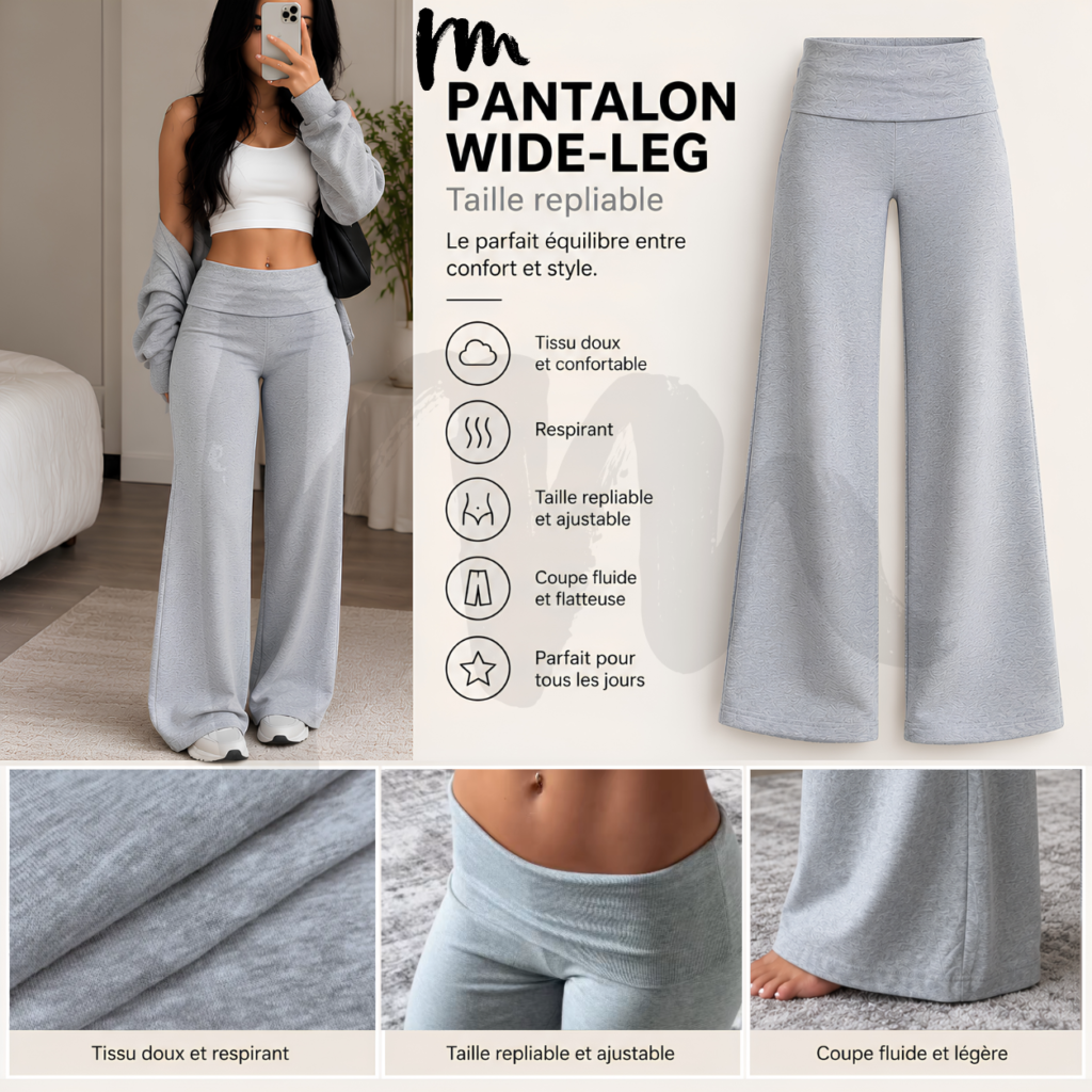 Pantalon Fluide Taille Pliable ✨